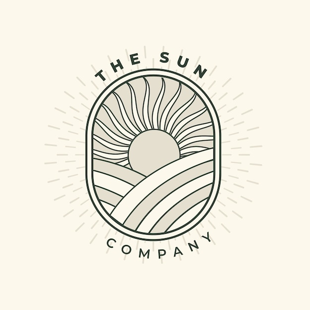 手描きの太陽のロゴのテンプレート
