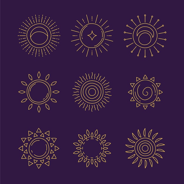 Hand drawn sun outline illustration