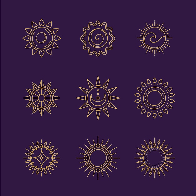 Free Vector hand drawn sun outline illustration