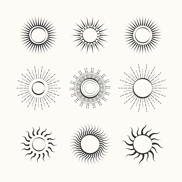 無料ベクター 手描きの太陽の概要図