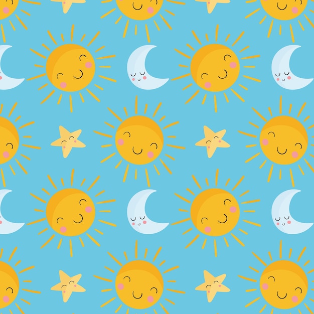 Free vector hand drawn sun pattern