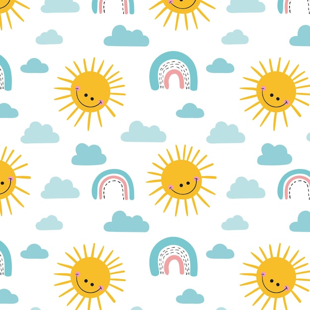 Free Vector | Hand drawn sun pattern