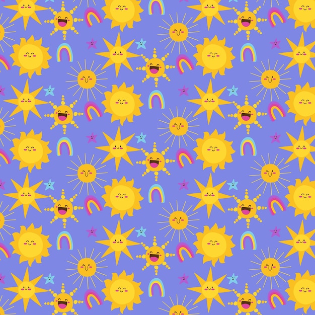 손으로 그린 된 태양 패턴