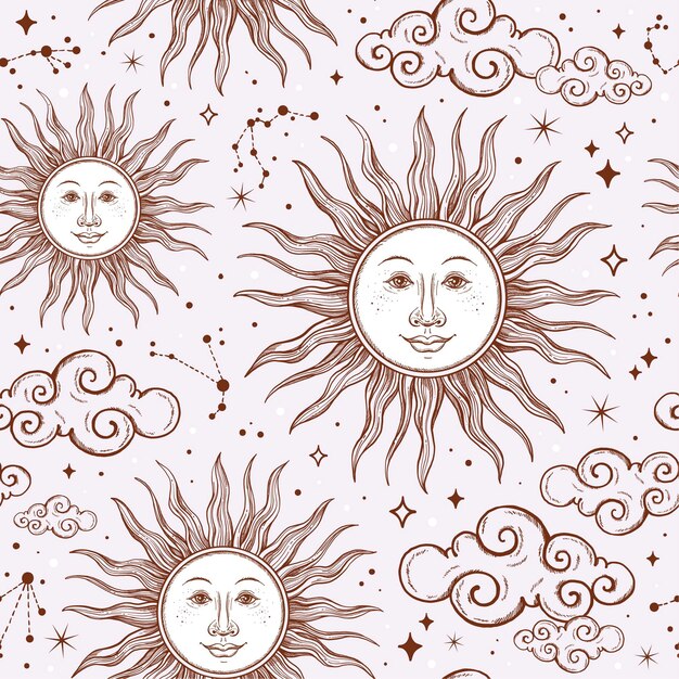 Hand drawn sun pattern