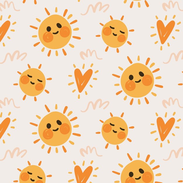 Hand drawn sun pattern