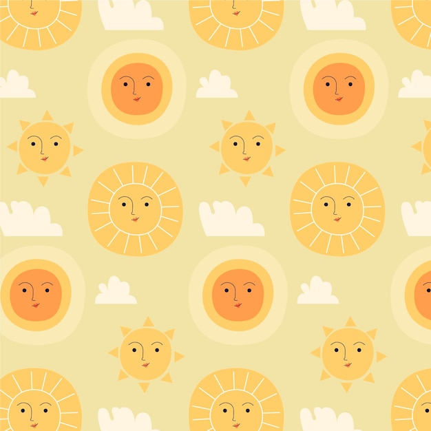 Free Vector hand drawn sun pattern