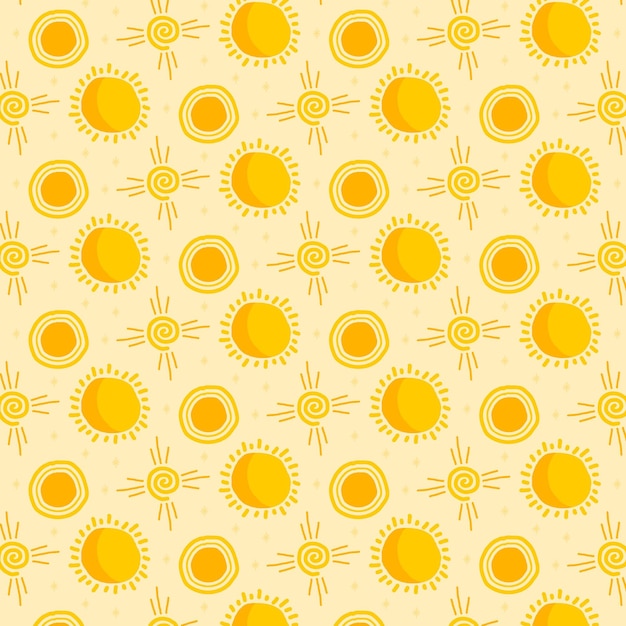 무료 벡터 손으로 그린 된 태양 패턴