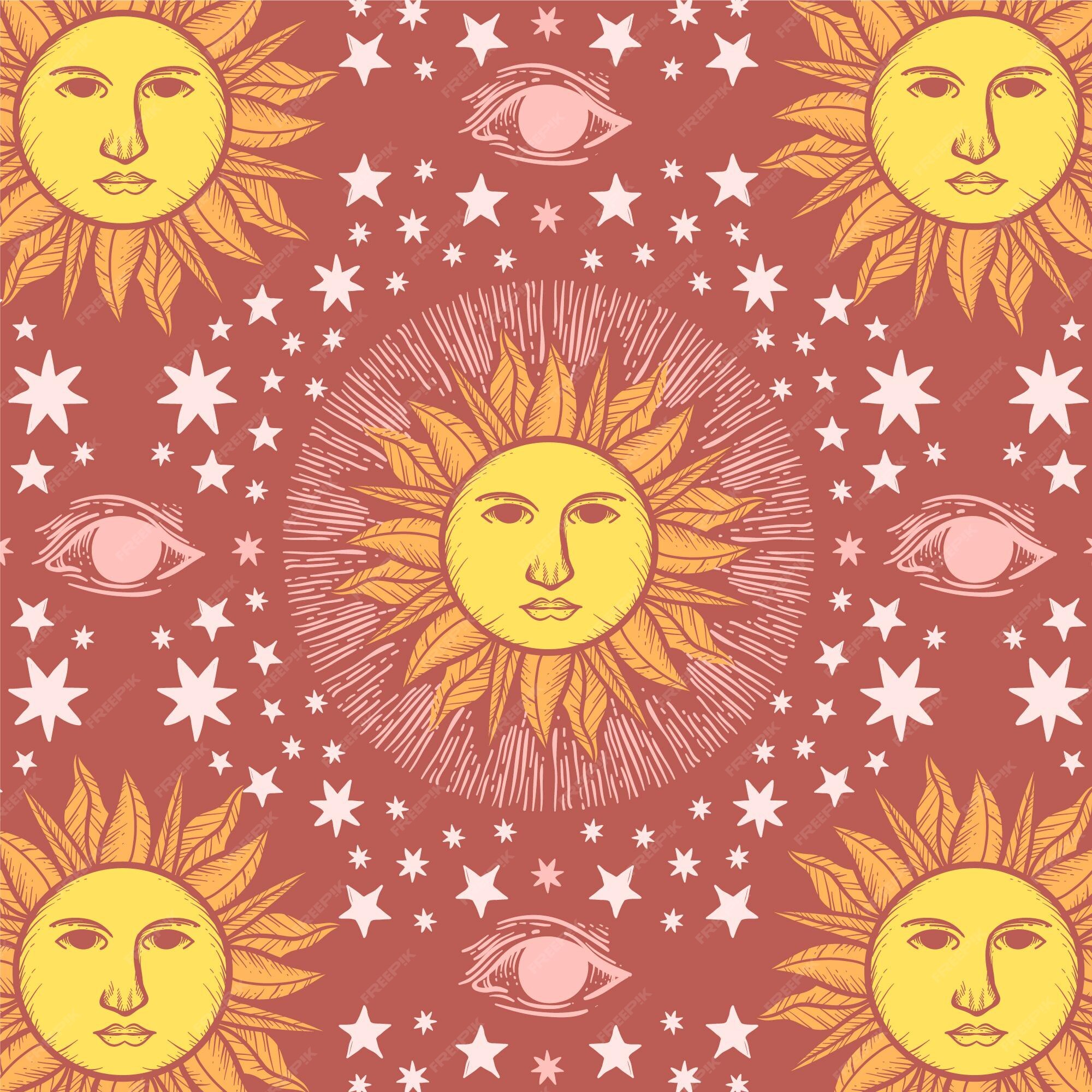 Free Vector Hand drawn sun pattern