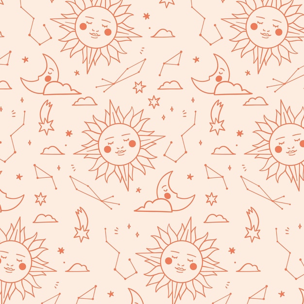 Hand drawn sun pattern