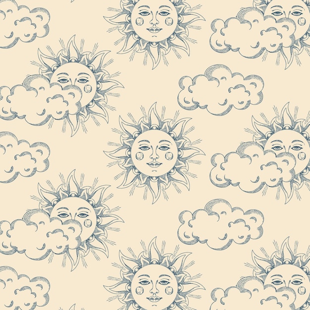 Free vector hand drawn sun pattern