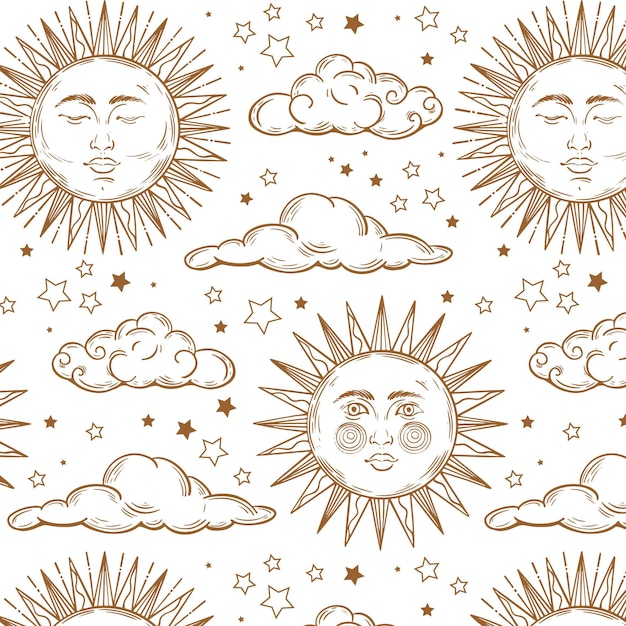 Free vector hand drawn sun pattern