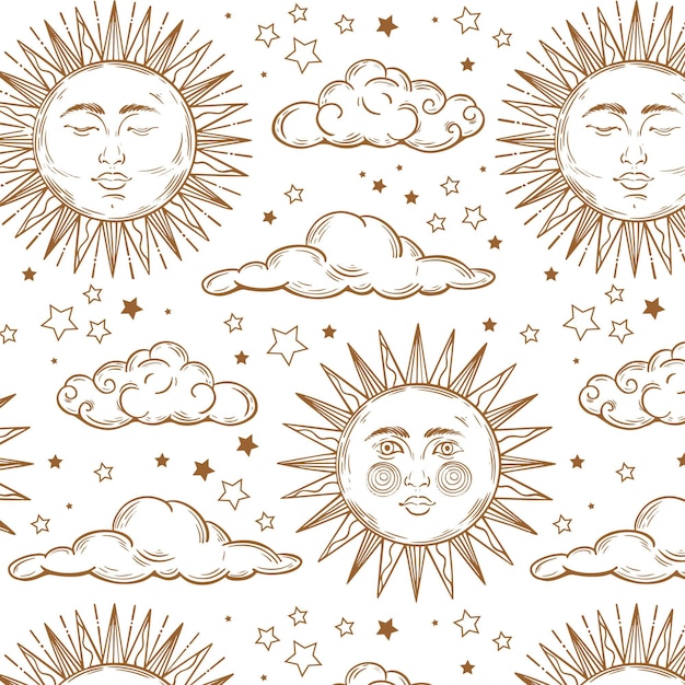 Free vector hand drawn sun pattern