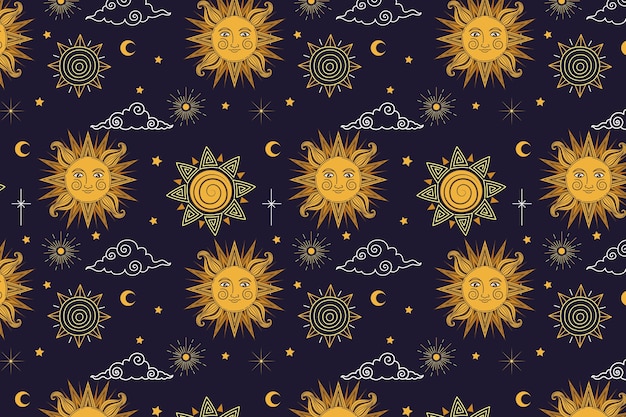 Hand drawn sun pattern