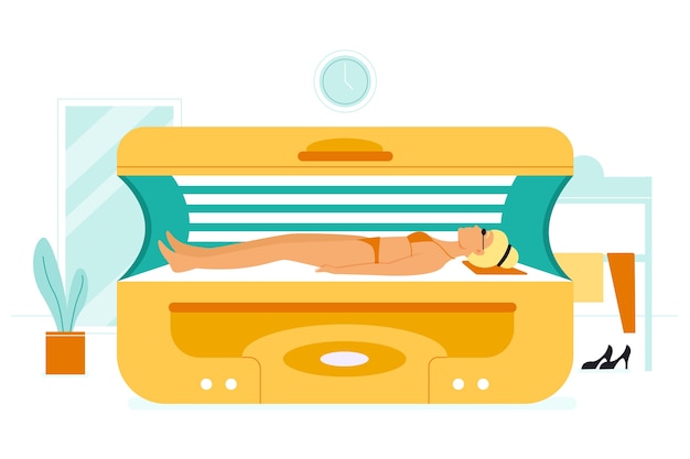 Free vector hand drawn sunbed tanning illustration