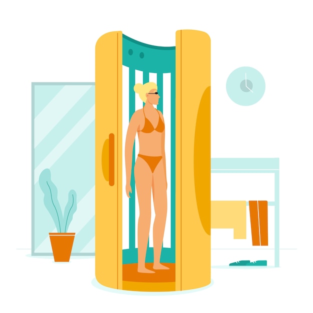 Free vector hand drawn sunbed tanning illustration