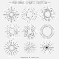 Free vector hand drawn sunburst collection