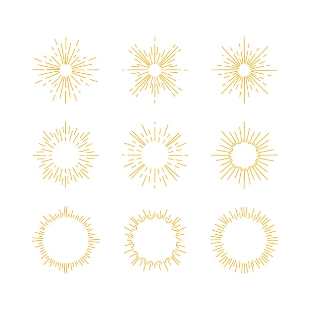 Vettore gratuito collezione sunburst disegnata a mano