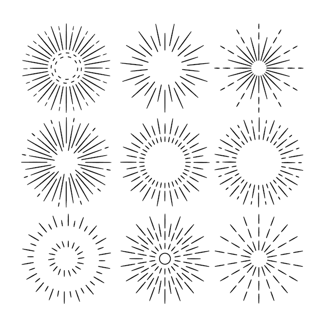 Free vector hand drawn sunburst collection