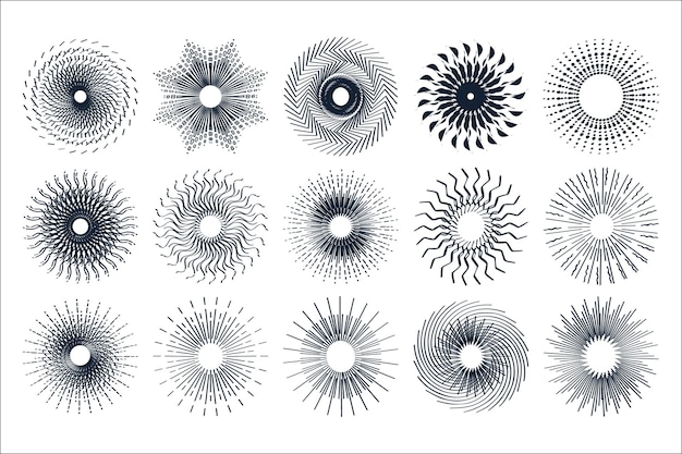 Free vector hand drawn sunburst collection