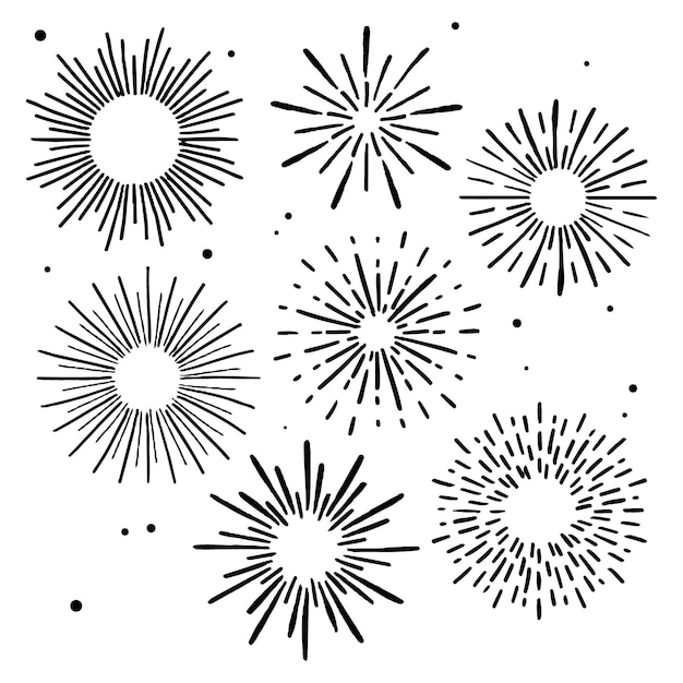 Hand drawn sunburst ornament set