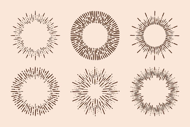 मुफ़्त वेक्टर hand drawn sunbursts collection