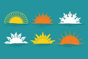 Free vector hand drawn sunbursts collection