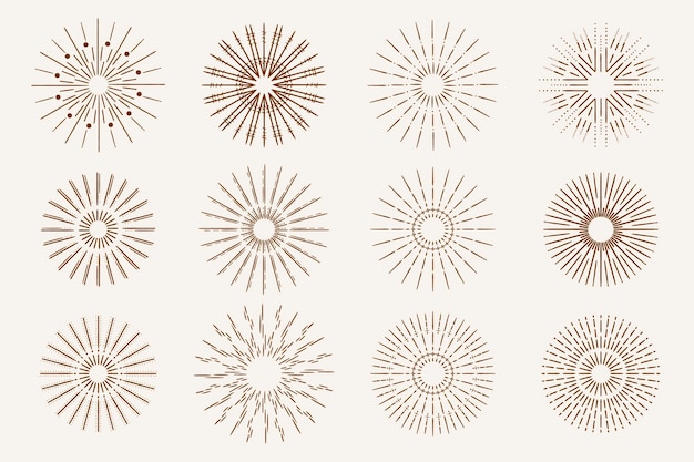 Free vector hand drawn sunbursts collection