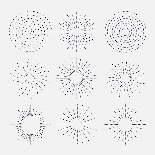 Free vector hand drawn sunbursts collection