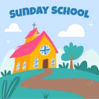 Free vector hand drawn sunday school illustration