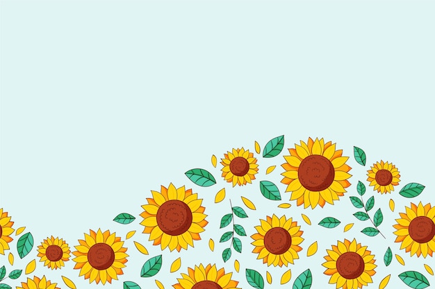 Vettore gratuito set di bordi di girasole disegnati a mano