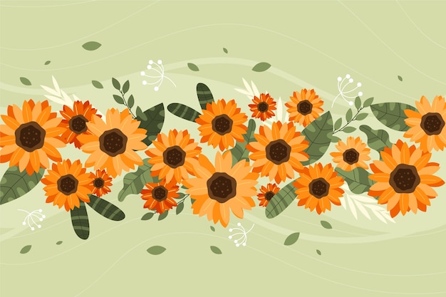 Free vector hand drawn sunflower border set