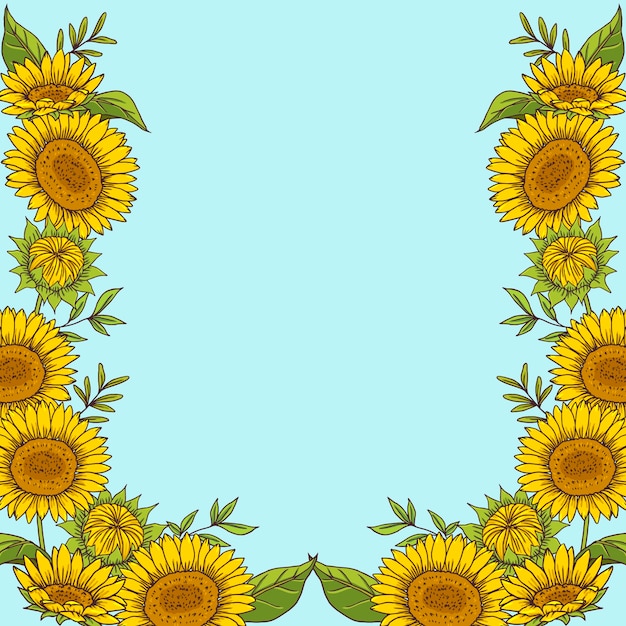 Free vector hand drawn sunflower border set