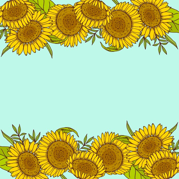 Vettore gratuito set di bordi di girasole disegnati a mano