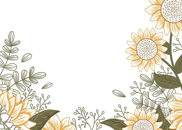 Free Vector hand drawn sunflower border with empty space
