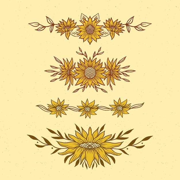 Hand drawn  sunflower border