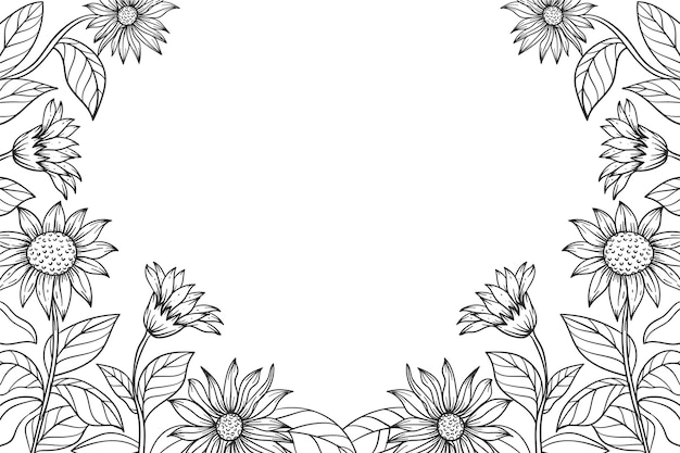 Hand drawn sunflower border