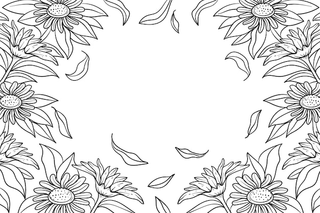 Hand drawn sunflower border