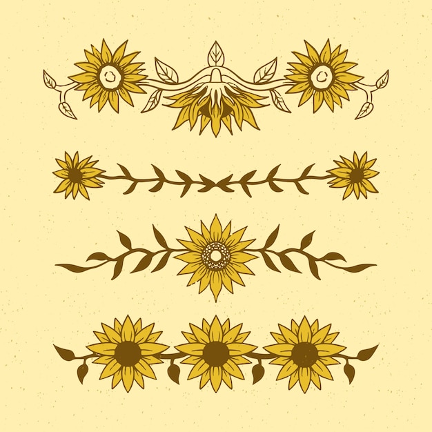 Hand drawn sunflower border