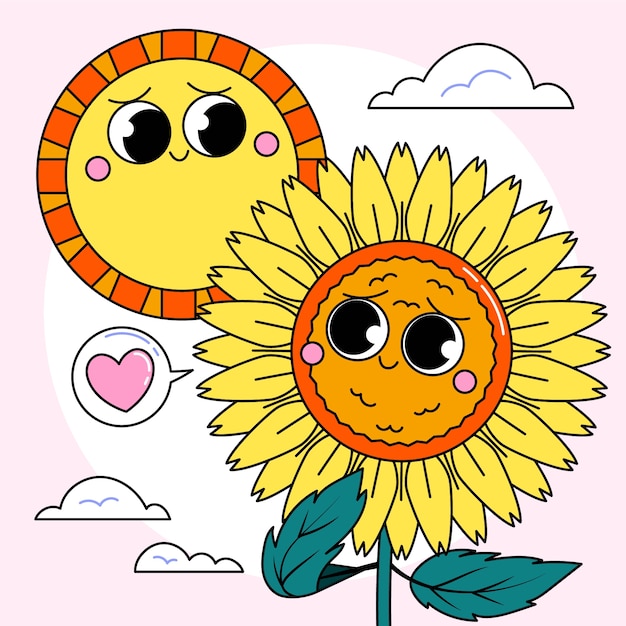 Free vector hand drawn sunflower cartoon illustration