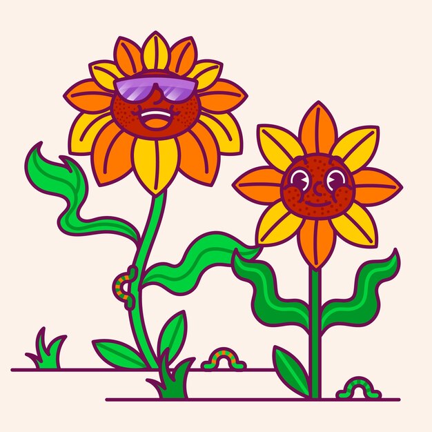 Free vector hand drawn sunflower cartoon illustration