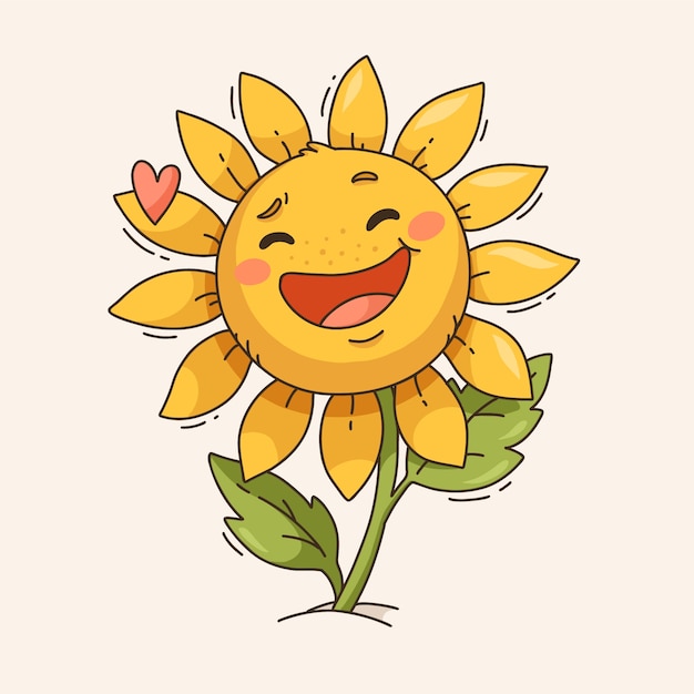 Hand drawn sunflower cartoon illustration