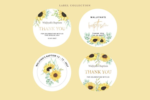 Free vector hand drawn sunflower labels design