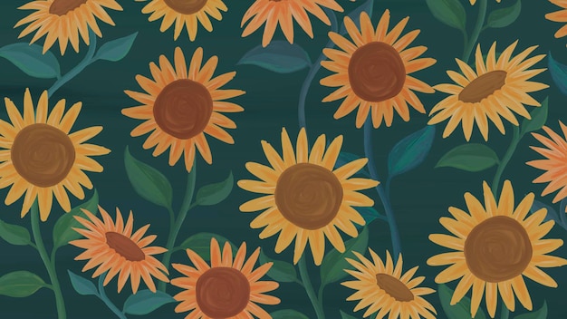 Hand drawn sunflower patterned background