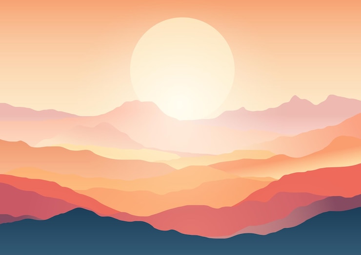 無料Vector 手描いた夕暮れの風景の背景