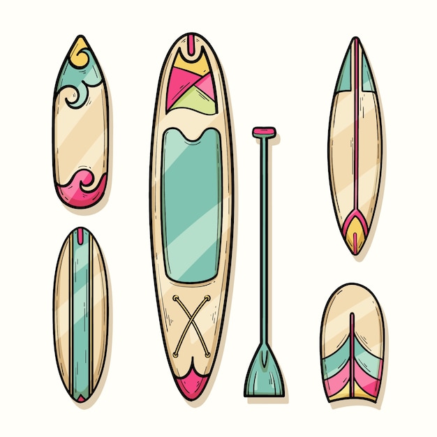 Hand drawn sup board collection