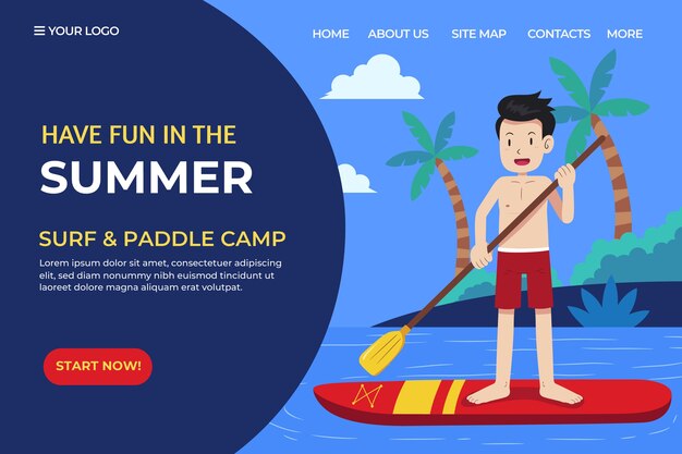 Hand drawn sup sport landing page lessons templates