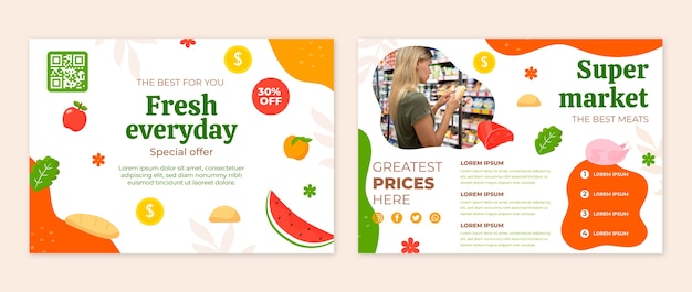 Free vector hand drawn supermarket brochure template