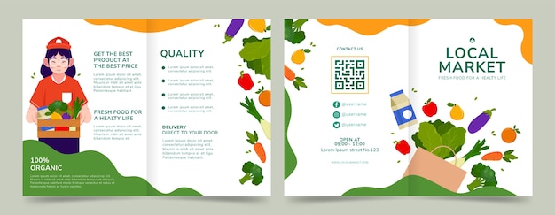 Free vector hand drawn supermarket brochure