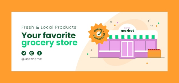 Free vector hand drawn supermarket facebook cover