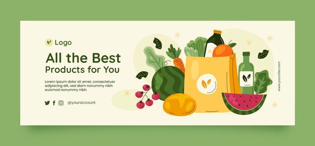 Hand drawn supermarket facebook cover